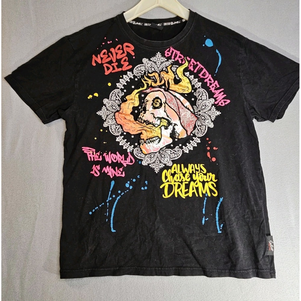 Switch Remarkable Never Die Skull Graphic T-Shirt 2XL Black Streetwear
